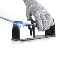 Aiguiseur de couteaux et de ciseaux 4-en-1, gadget de cuisine avec base en acier inoxydable et aiguiseur en céramique diamantée grossière, directement de l'usine