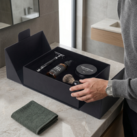 Boîte rigide à double porte avec logo personnalisable, conteneur haut de gamme avec insert compartimenté pour kit de rasage pour homme