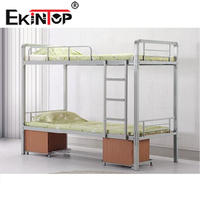 Ekintop Lit superposé peu encombrant Lit mezzanine en métal avec escalier pour enfants Chambre à deux étages pour étudiants