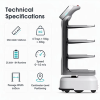 Robot de livraison autonome commercial à 4 niveaux, multi-plateaux, pour service de repas lourds dans les hôtels et restaurants, personnalisable OEM