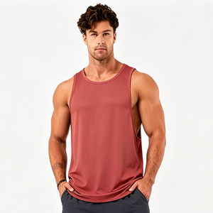 Camiseta Deportiva de Tirantes para Hombre al por Mayor, Cuello Redondo Rojo, Camisetas de Gimnasio, Chaleco Deportivo con Logotipo Personalizado, Camisetas de Tirantes para Correr para Hombre - Product Image 1
