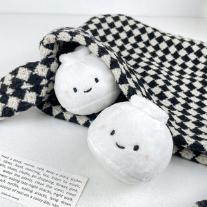 Soft Short Plush Dumpling Keychain Cute Smiling Blush Bao Zi Pendant Mini Kawaii Food Stuffed Ornament Meta <b>Ring</b> Bag Charm - Product Image 4