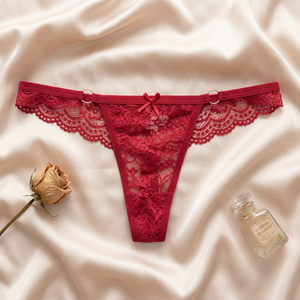 Tangas de encaje floral para mujer al por mayor, bragas huecas transparentes de malla, tanga de corte bajo, ropa interior sexy transpirable para mujer - Product Image 2
