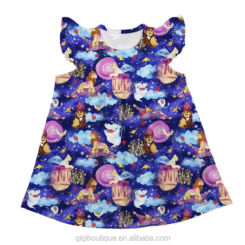 Spring Kids Short Sleeves Dress Children Boutique Clothing Milk Silk Baby Girl Princess Floral Dress