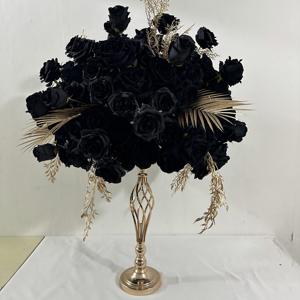 高品质黑色紫红色人造玫瑰花球厂定制婚礼情人节绿色餐桌摆件 - Product Image 5