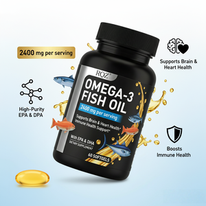 OEM/ODM ÓLEO DE PEIXE <span class=keywords><strong>OMEGA</strong></span>-<span class=keywords><strong>3</strong></span> 2400 mg Por Porção Apoia a Saúde do Cérebro e do Coração Com EPA e DHA SUPLEMENTO DIETÉTICO 60 CÁPSULAS MOLES - Product Image 2