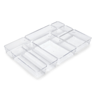 EMUCA Lot de 8 organiseurs de tiroirs en plastique transparent, bacs de rangement pour la maison et les voyages, pour chaussures et salle de bain EMU8145420