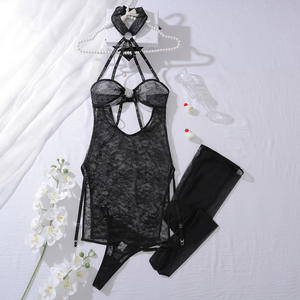 Sexy adulte femme nuisette licou fendu robe de nuit transparent Hilitos sexe chaud érotique crêpe dentelle Lingerie pour <span class=keywords><strong>les</strong></span> femmes - Product Image 4