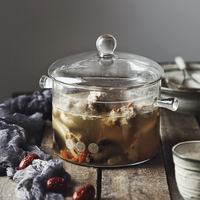 Pots à soupe doubles en verre borosilicate transparent, résistants à la chaleur, pour cuisines professionnelles, compatibles gaz et induction, vente en gros