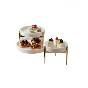 Set Of Two Different Size <b>Cake</b> <b>Stand</b> <b>Marble</b> And Metal <b>Cake</b> Serving <b>Stand</b> For Home Hotel Wedding And Restaurant - Product Image 1