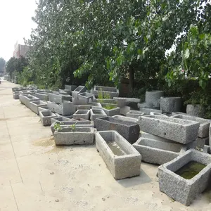 Decoração de jardim de granito bebedouros de pedra retangular