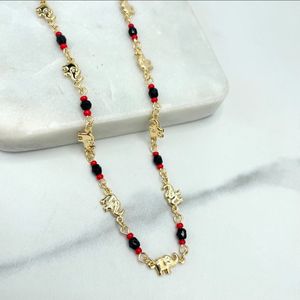 Fábrica al por mayor 18K chapado en oro relleno elefante encanto Azabache suerte y protección collar regalo de protección para niños - Product Image 1
