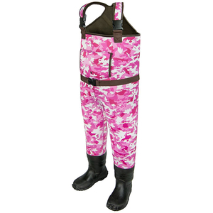Vente en gros de waders de pêche en néoprène camouflage rose pour enfants et filles - Product Image 2
