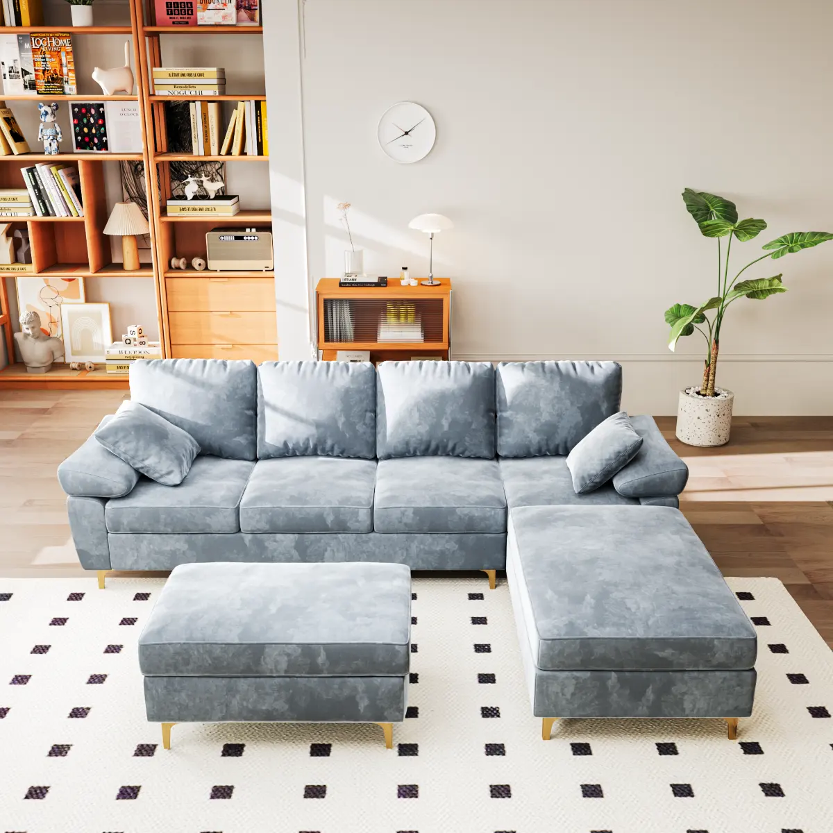 أريكة مقسمة على شكل حرف L مكونة من 3 مقاعد مصنوعة من نسيج الكتان أريكة صغيرة على الطراز العثماني قابلة للنقل مناسبة للشقق الصغيرة وغرف المعيشة بالمنزل