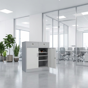 Modern Metal Filing <b>Cabinet</b> with 2 Drawers <b>Lockable</b> Office Storage Unit for Commercial Use White Minimalist Design - Product Image 3