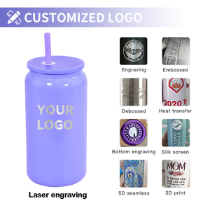 Hot bán 16oz đôi tường thăng hoa thép không gỉ Mason Jar ly có nắp đậy ống hút biểu tượng tùy chỉnh - Product Image 6