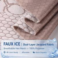 Tela de Hilo Teñido Ecológica y Transpirable, Tejido Grueso con Textura 3D, Enfriamiento Instantáneo, Jacquard con Diseño de Oso para Funda de Sofá