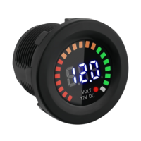 Voltímetro Digital LED de 12V CC, Monitor de Voltaje de Batería Redondo, Universal para Auto, Motocicleta, Barco