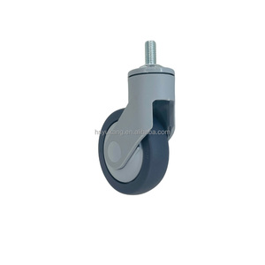 Hot Selling 4 Inch TPR Medical Threaded Stem Caster <strong>Wheels</strong> Noiseless Nursing Bed Casters <strong>Nylon</strong> Bracket Brake Medical Caster Hot - Product Image 2