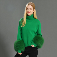 Pull en fourrure tricoté en cachemire à manches longues vintage Style ample épais printemps automne pull en laine pour femmes avec fourrure