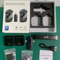 Winddichtes und Geräuschdämpfendes Kabelloses Lavalier-Mikrofon F11-2 2.4G Geräuschunterdrückendes Ansteckmikrofon für Vlogging und Live-Streaming
