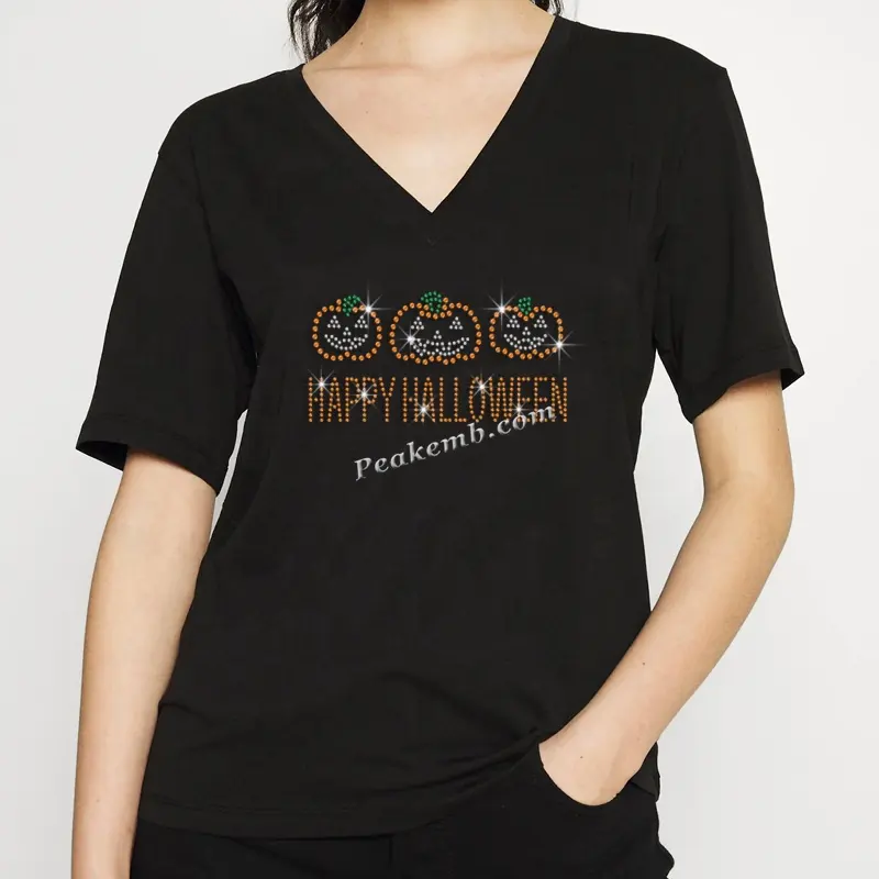 Happy Halloween Heat Rhinestone Transfer Design For shirts