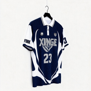 T-shirt da calcio da uomo a maniche corte <span class=keywords><strong>con</strong></span> colletto, personalizzabile <span class=keywords><strong>con</strong></span> logo ed esclusivo <span class=keywords><strong>nome</strong></span> della squadra, modello boxy, nuova collezione 2026 - Vendita calda - Product Image 3