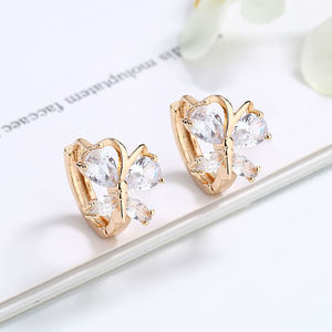 Pendientes de Aro con Forma de Mariposa, Envío Gratis, Chapados en Oro de 18K, con Circonita Cúbica Brillante, Joyería de Moda - Product Image 1