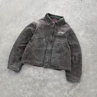 Blouson aviateur vintage lourd et lavé à l'acide personnalisé pour hommes avec logo sur le devant