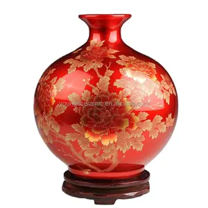 Jarrón decorativo de porcelana esmaltada de cristal rojo de China 2012, cerámica