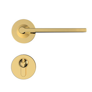 Gagang pintu Interior kuningan minimalis Modern, gagang tuas pintu emas terang dengan lubang kunci untuk apartemen, Vila, Hotel - Product Image 1