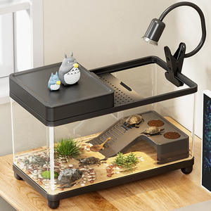 Plastic schildpadenvijver voor thuisgebruik, klein, ecologisch, met ligplatform, bodemafvoer, luxe schildpadverzorging - Product Image 1