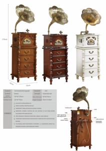 Nhà Máy Cung Cấp Cổ Điển Bằng Gỗ Đài Phát Thanh Máy Hát Sang Trọng Retro Vinyl Máy Hát Ghi Âm Máy Nghe Nhạc Cổ Gramophone - Product Image 5