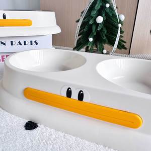 Daoge - Tazón de acero inoxidable para mascotas, plato doble para agua y comida, diseño de patito lindo para perros y gatos - Product Image 3