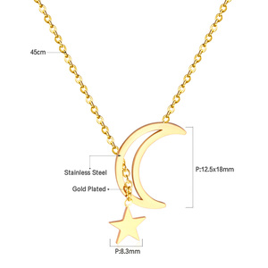 Collana con Ciondolo in Oro 18k Catene da <span class=keywords><strong>18</strong></span> Pollici con Forma di Luna e Stella - Product Image 3