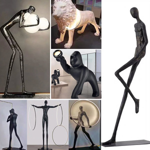 Modern Resin <b>Floor</b> <b>Lamp</b> Black Abstract Figure LED E26 <b>Base</b> Plastic Shade Warm White 3500K Dimmable CRI90 5-Year Warranty - Product Image 6