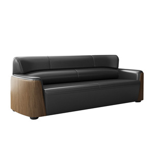 Muebles comerciales modernos de bajo presupuesto Base de madera Oficina ejecutiva de cuero genuino italiano Recepción Sofás de área de espera - Product Image 5