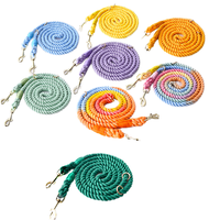 Ensemble laisse et collier pour chien, longueur 7,5 pieds, corde de traction en polyester et coton tressé faite à la main, multifonction, robuste, motif dessin animé adorable