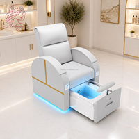 Fauteuil de pédicure électrique en cuir blanc multifonctionnel sans plomberie pour salon de beauté et de manucure