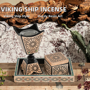 Ensemble brûleur d'encens en bois de santal éco-responsable fait main avec plateau et boîte pour la décoration de la maison et du bureau - Product Image 2