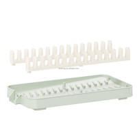WIREKING Petit égouttoir à vaisselle en plastique antirouille, porte-assiettes pour 14 assiettes avec bac de récupération des eaux détachable pour la cuisine
