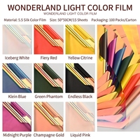 Kertas Pembungkus Bunga Holografik Metalik Cellophane Film Berkilau Iridescent Tahan Air untuk Kemasan Buket Bunga