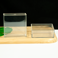 Boîte de rangement alimentaire carrée en plastique PS transparent de 11 cm avec impression UV, couvercle personnalisé avec logo pour l'emballage de gâteaux et de sucettes