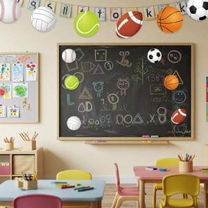 Découpes <span class=keywords><strong>de</strong></span> balle <span class=keywords><strong>de</strong></span> sport avec 120 pièces feuilles adhésives basket-ball Football Football décor mur tableau d'affichage autocollant - Product Image 6