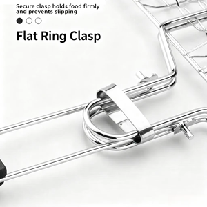 Barbecue Grill with Fish Holder, Stainless Steel Baking Net Holder, <b>BBQ</b> Grill with Large Capacity Folding Baking Basket Holder - Product Image 6