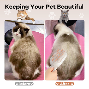 Cepillo de vapor para mascotas 3 en 1 con cerdas de silicona mejoradas 2026, autolimpiante, antiestático, para masaje y eliminación de pelo, para gatos y perros de pelo largo y corto - Product Image 5