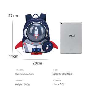 Astronaute mignon dessin animé conception petite école sac à dos RPET néoprène avec fermeture à glissière cadeau d'anniversaire pour femmes étudiants garçons - Product Image 2