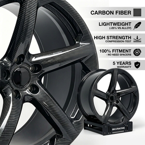 Rines Bku Forged 5x120.65 de Fibra de Carbono para Chevrolet <span class=keywords><strong>Corvette</strong></span> C8 C7 C6 C5 Z06 <span class=keywords><strong>ZR1</strong></span> de 19, 20 y 21 Pulgadas, Rines de Aleación en Negro Brillante - Product Image 3