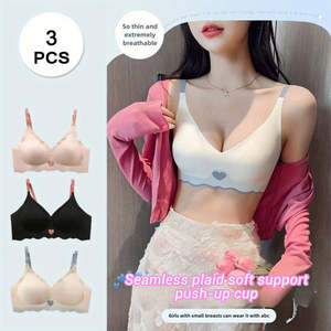 3 Piezas de Brasieres de Alta Gama, Nuevos, de Buena Calidad, con Diseño Nuevo, Sin Costuras, en Contraste, para Chicas de Talla Grande - Product Image 2