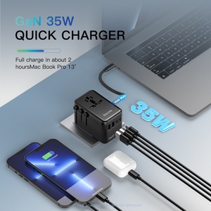 Adaptateur de voyage universel PD35W GAN, chargeur rapide, adaptateur USB, prise internationale, chargeur de voyage universel avec câble C - Product Image 4